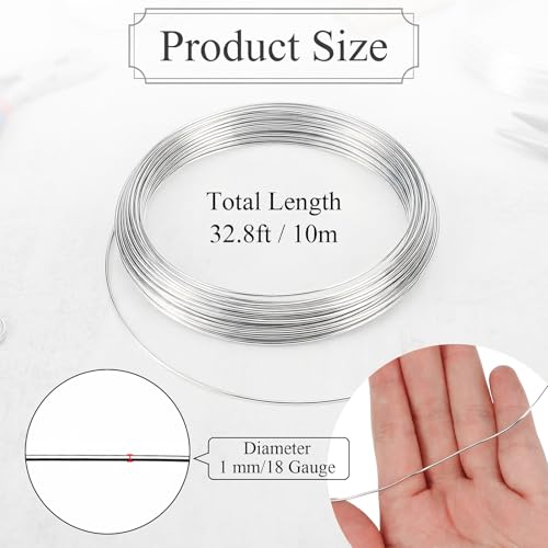 1mm 33 Feet Aluminum Craft Wire, Bendable Armature Wire, Mental Silver Bendable Wire for Sculpting, DIY, Crafting, Jewelry Making, Modelling, Bonsai Training, Doll Making (1 Roll) (1mm × 10m) - size: 1mm × 10m