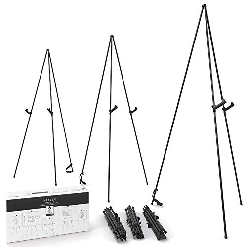 ARTEZA Display Stand, Pack of 6, 63-Inch Height, Black, Portable Easels for Trade Shows, Presentations, Art Displays - size: 6 Pack