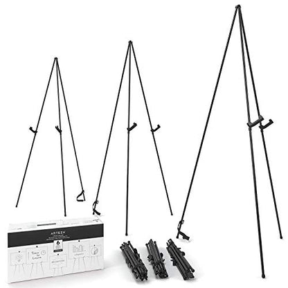 ARTEZA Display Stand, Pack of 6, 63-Inch Height, Black, Portable Easels for Trade Shows, Presentations, Art Displays - size: 6 Pack