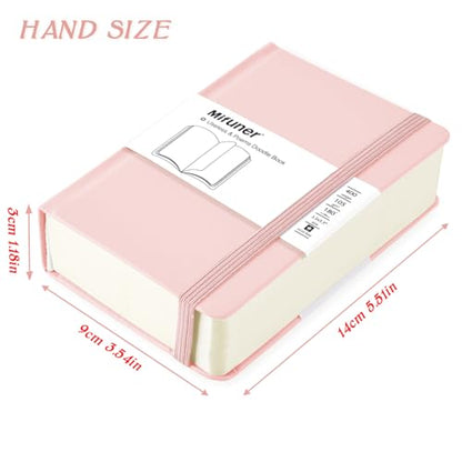 Mix Media Pad,3.5"x5.5" Small Hardcover Leather Art Sketchbook,105 GSM 200 Sheets/400 Pages Acid Free Artistic Painting Drawing Sketching Writing Paper, Handy Pocket Journal Notebook.Pink - color: 105gsm-pink