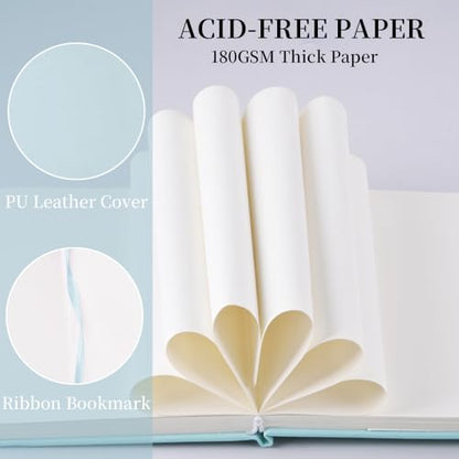 5.7x4.1" Hardcover Mixed Media sketchbook,Pocket Junk Journal Supplies - color: PU Cover-5.7x4.1in-Light Blue