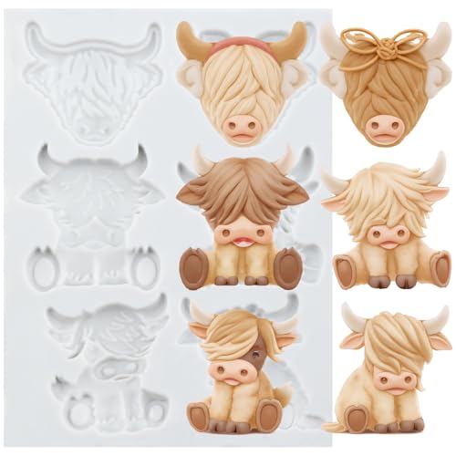 Scotch Cattle Polymer Clay Mold Highland Cow Silicone Molds | Animal Clay Mold DIY Crafts Air Dry Plaster Polymer Epoxy Resin Casting Jewelry Making