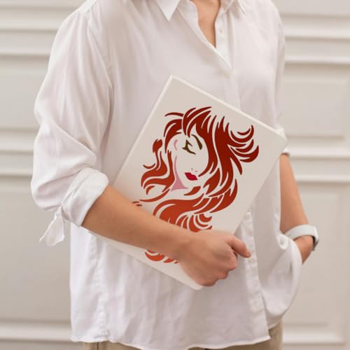 MAYJOYDIY 4pcs Curly Hair Lady Stencil 11.7x8.3inch Large Theme Stencils with Paint Brush Fashionable Curly Women Face Templates for Furniture Windows Wood Wall Tile Canvas Fabric Floor - color: Curly Hair Lady