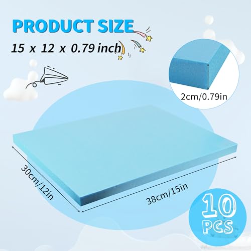 LuckyFoam Blue 10 Pack 15x12x0.79 inch Foam Sheets 0.79 Inch Thick | Polystyrene Rectangles XPS Foam Board Craft for Insulating DIY Modeling Art Supplies - color: blue, size: 15x12x0.79 inch 10pack