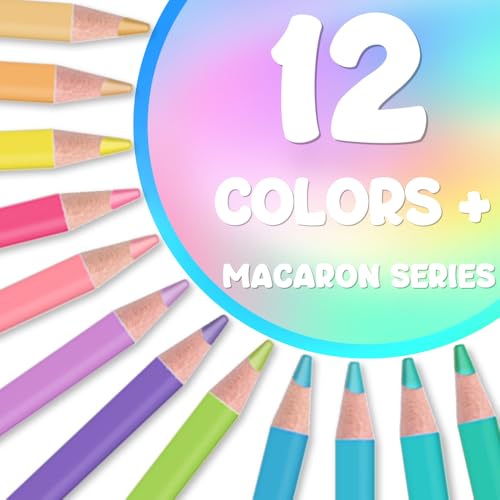 12Pcs Macaron Colored Pencils Set,Professional Drawing Pencils for Adults | Water Soluble,No Duplicates,Pre-sharpened Wooden Sketch Pencil Art Supplies for Coloring Books - color: 12Pcs Macaron Colored