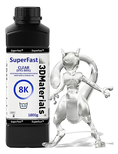 SuperFast 8K 3D Printer Resin Water Washable, 0.5 sec Print (1000g, Clear) - color: Clear, size: 1000g
