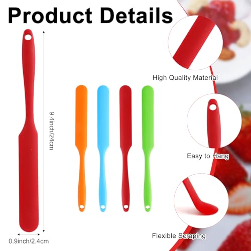 Silicone Jar Spatula Heat Resistant Jar Scraper 4 pcs Long Handle Thin Spatula Cake Cream Spatulas Set Sourdough Stirring Stick Non-Stick Jam Spreader for Kitchen Cake Cream Butter Jam Baking Mixing - color: Style5: 4 PCS
