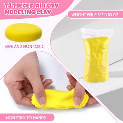 VioraWhite 72 Pcs 38oz Air Dry Clay Bulk Modeling Clay,Pastel | Ultra Lightweight Foam Modeling Clay for Kids Adults, DIY Gifts Party Arts Crafts, School Project Supplies - color: Pastel