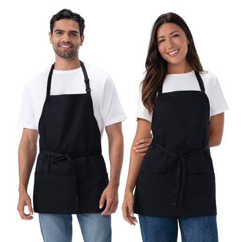 Chef Works Unisex Three Pocket Apron - color: Black, 2 Pack