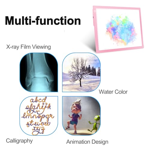 Rechargeable Tracing Light Box, LED Drawing Board for Kids Birthday Gift - color: PINK, size: 10" x 15"