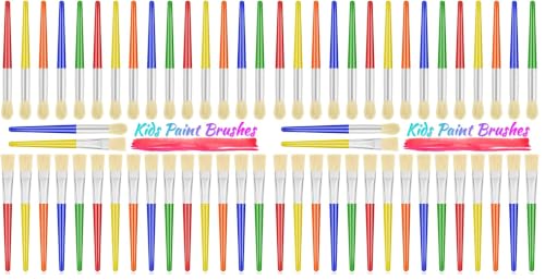 Anezus 30 Kids Paint Brushes Set with Jumbo Round Watercolor and Large Flat Craft Brushes (Pack of 2) - size: 6 1/4inch (Pack of 2)