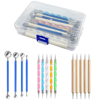 14Pcs Ball Stylus Pottery Tool Set, Blue Embossing Tool, Dual-Ended Multi-Size Clay Sculpting Dotting Tools, Professional Modeling Tools for Pottery, Polymer Clay, Nail Art, Fondant & DIY Crafts - color: Blue