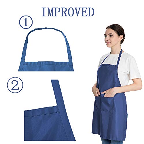 Blue Aprons Bulk for Women Girls with 2 Pockets-Chef Restaurant Kitchen Plain Aprons, Art Artist Painting Cooking Grilling Kitchen Apron (16, Dark Blue-16pcs) - color: Blue