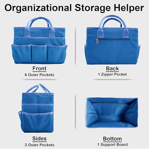 Cupohus Craft Organizer Bag, Blue Art Supply Tote with Multiple Pockets - color: Blue