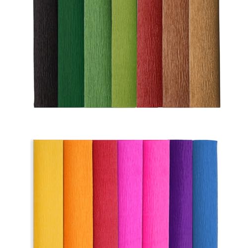 Crepe Paper Flower DIY 14 Colors, 9.8 x 98 Inch Wide Paper for Gift Wrapping, Crafts, Flower Birthday Parties Weddings Festival Decoration (Multiple Colors 1) - color: Multiple colors 1
