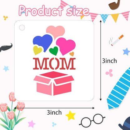 Augshy 56 PCS Happy Mothers Day Fathers Day Stencils, 3 Inch for Painting | Reusable, Happy Mothers Day Stencil, Fathers Day Painting, Scrapbooking Drawing, Wall Floor Decor, DIY Rock Painting - style: Father's/Mother's Day