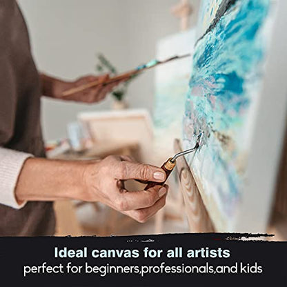 conda 8x10 inch Stretched Canvas for Painting, Pack of 10, 100% Cotton, 5/8 in Profile Blank Stretched Canvas Value Bulk Pack Art White Canvas for Acrylics, Oils Painting - size: 8x10 inch