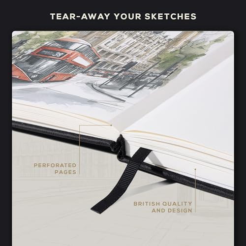 Beechmore Books A5 5.8x8.3 Mixed Media Sketchbook 160 GSM/98LB, Gift Box - color: Charcoal Black, size: A5 - 5.8" x 8.3" Medium