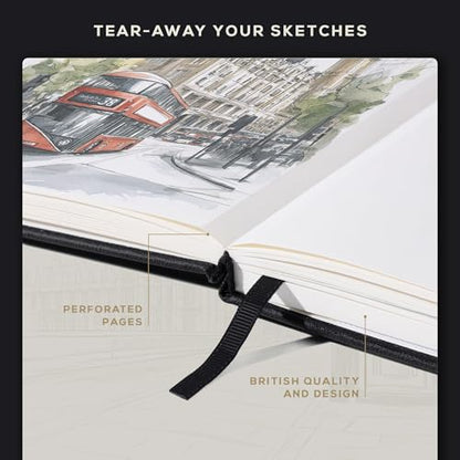 Beechmore Books A4 8.5x11 Mixed Media Sketchbook 160 GSM/98LB with Gift Box - color: Charcoal Black, size: A4 - 8.5" x 11.5" Large