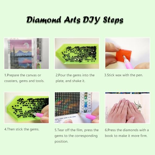 Lanzeyo Diamond Painting Kits for Adults Hand Crafts Diamond Art Kits for Beginners Starry Night Landscape Diamond Painting Diamond Dots Kits Gem Art Adult Crafts 4PCA Wall Art (StarryNight) - color: 06 Starry night