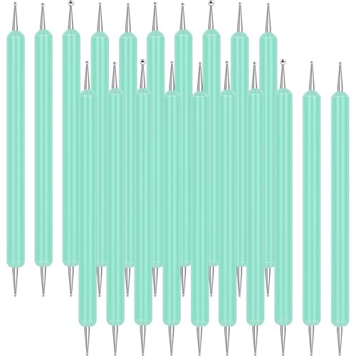 Ashmacdo 20 Pcs Dotting Tools for Painting,Ball Embossing Tool Tracing Stylus for Transfer Paper Drawing Nail Art - color: Teal