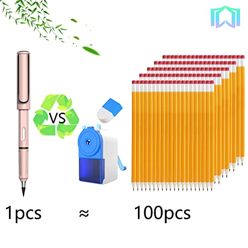 6 Sets Everlasting Pencil, Infinity Pen, NO-Sharpening Pencils for Writing Drawing Students Sustainable for Home Office School Supplies (6 Pens + 6 Erasers + 8 Replaceable Nibs) - color: Molandy