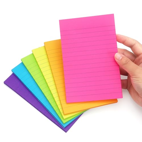 Early Buy Lined Sticky Notes, 4x6 in, 6 Bright Color, 6 Pads, 45 Sheets/Pad | Self-stick Repositionable Design, Great for Lists, Memos, and Daily Organization - color: 6 Bright Color