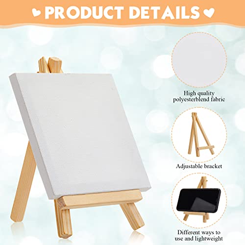 Mimorou 32 Pack Mini Canvas with Easel for Painting Wood, 5 x 5 Inch - size: 5 x 5 Inch