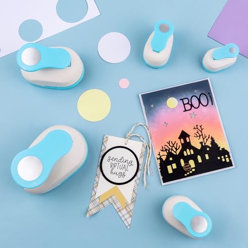 5PCS Circle Paper Punch, Handmade Scrapbook Paper Puncher, 5 Size (0.3"+ 0.6"+ 1" +1.5"+2") of Scrapbooking Punches Crafting Designs for Office Supplies, Card Making, DIY Albums Photos - color: 0.3"+ 0.6"+ 1" +1.5"+2"