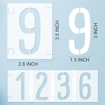 2 Pack 3.5 Inch Symbol and Numbers Stencils, Reusable Templates Interlocking 0-9 Address Number Stencil Kit for Painting Number on Mailbox, Wood, Wall, Trash, Patio, DIY Art Craft Projects - size: 3.5 inch