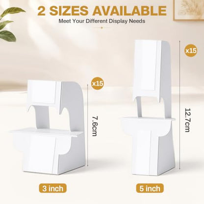 30 Pack Cardboard Easel Stand 5" & 3" Self Adhesive Cardboard Easel Back Display Stand for Table Top Photo Picture Poster Foam Board Painting Canvas Art Craft Retail Wedding Sign Holder - size: 3" & 5"