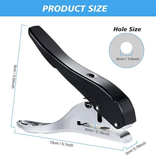 Heavy Duty Single Hole Punch - Portable Hand Held for Tags, Paper, Cards, Plastic, Cardboard (6MM Black) - color: 6MM BLACK