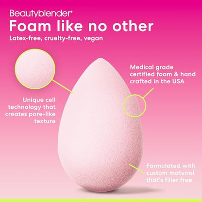 Beautyblender Bubble Makeup Sponge, Streak-Free Finish, Vegan | Super-soft blending foam for foundations, powders & creams, reusable & washable, vegan & cruelty-free, made in USA - color: Bubble