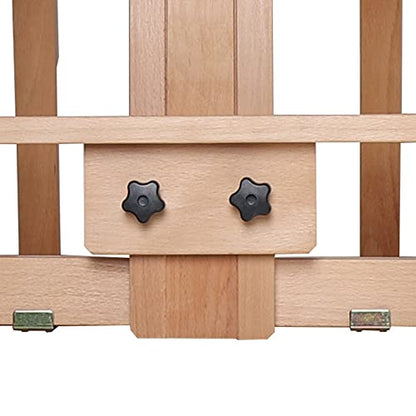 H-Frame Easel 56" to 91"H, Solid Beech Wood Easel, Studio Easel for Painting Canvas, Artist Easel with Large Storage Tray, Solid Beech Wood Artist Easel Adjustable with Wheels