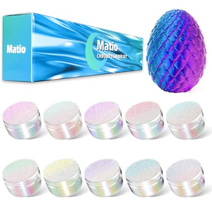 Matio Chameleon Mica Powder 10 * 5g White Chrome Powder Pearlescent Effect | Color Shift Pigment, Mica Powder Set for Epoxy Resin, Soap Candle Dye, Nail Art,Bath Bombs,Painting,Slime Pigment - color: 10 Colors White