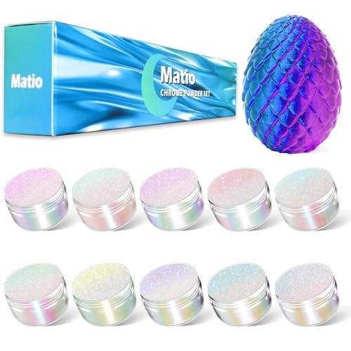 Matio Chameleon Mica Powder 10 * 5g White Chrome Powder Pearlescent Effect | Color Shift Pigment, Mica Powder Set for Epoxy Resin, Soap Candle Dye, Nail Art,Bath Bombs,Painting,Slime Pigment - color: 10 Colors White