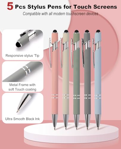 39PCS Aesthetic School Supplies with Cute Pencil Case, 5X Ballpoint Pens with Stylus Tip, 12X Pastel Highlighters, 6X Mechanical Pencil Set 0.5&0.7mm, Suit for Preppy School College Essentials(green) - color: Green