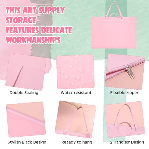 Abbylike 1 Pcs 48x36 Inch Art Portfolio Bag Pink Large Waterproof Nylon - color: Pink, size: 48 x 36 Inch