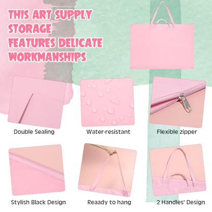 Abbylike 1 Pcs 48x36 Inch Art Portfolio Bag Pink Large Waterproof Nylon - color: Pink, size: 48 x 36 Inch