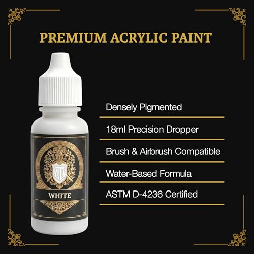 Ludus Bellum Miniature Paint White Color 18ml Precision Dropper Bottle | Professional Acrylic Paint for Miniatures & Models, Provides Quality Acrylic Tones and Shades for Warhammer 40K D&D Figures - color: White