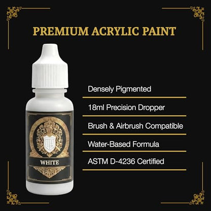 Ludus Bellum Miniature Paint White Color 18ml Precision Dropper Bottle | Professional Acrylic Paint for Miniatures & Models, Provides Quality Acrylic Tones and Shades for Warhammer 40K D&D Figures - color: White