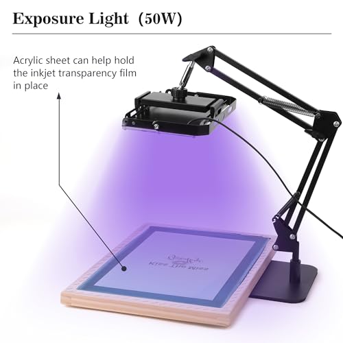 Caydo 66 PCS All-in-One Screen Printing Kit - 50W LED UV Exposure Screen Printing Light, Screen Printing Ink, Screen Printing Photo Emulsion, Instructions