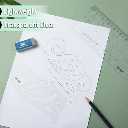 Mr. Pen- Geometric Drawing Template, 2 pcs, French Curve, Plastic Template | Shape Stencils, Geometric Stencils - style: 2 pcs