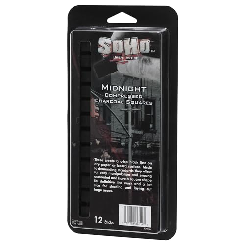 Soho Urban Artist Compressed Charcoal - Drawing Charcoal for Artists, Students, Blending, Live Figure Drawing, & More! - [Midnight Black - 120 Pack] - size: 120 Pack