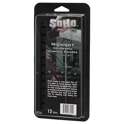 Soho Urban Artist Compressed Charcoal - Drawing Charcoal for Artists, Students, Blending, Live Figure Drawing, & More! - [Midnight Black - 120 Pack] - size: 120 Pack