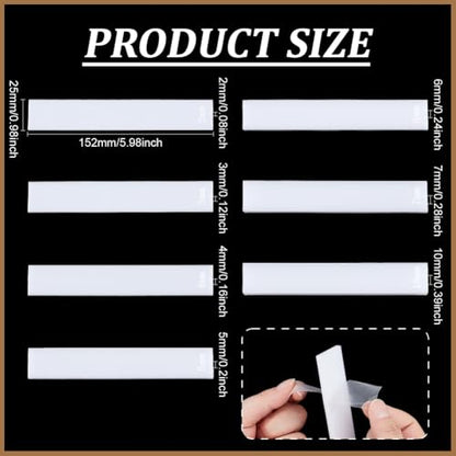 BENECREAT 14Pcs Polymer Clay Depth Guide, 2/3/4/5/6/7/10mm White Clay Roller Guide, Mudboard Tools for Pottery, Acrylic Polymer Clay Tool Set, 6x1 Inch - color: White