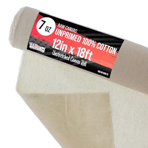 U.S. Art Supply 7-Ounce Unprimed Canvas Roll, 12" Wide x 18' Long (6 Yards) - size: 12-Inch-x-6-Yards