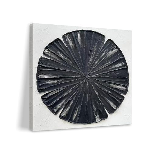Art Black and White Abstract Art Painting Modern Minimalist Style on Canvas Home wall Decoration. 24x24 inches - color: Yi139