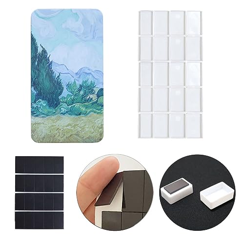 Metal Watercolor Palette Empty with 20 Full Pans and Magnetic Strips | Lightweight Paint Tray Palettes, With 3ml Pans and 3M Magnetic Squares, DIY Art Palettes, Paint Holder, Painting Palette - color: Wheat Field, size: Pack of 20 Full Pans