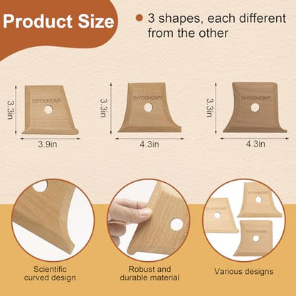 DIYOOHOMY Set of 3 Pottery Ribs Trimming Tools, Wooden Clay Shaping Tools for Carving Clay Stamps Molds Wheel Throwing, Texture Rib Ceramics Sculpting Pottery Supplies - color: wood-3